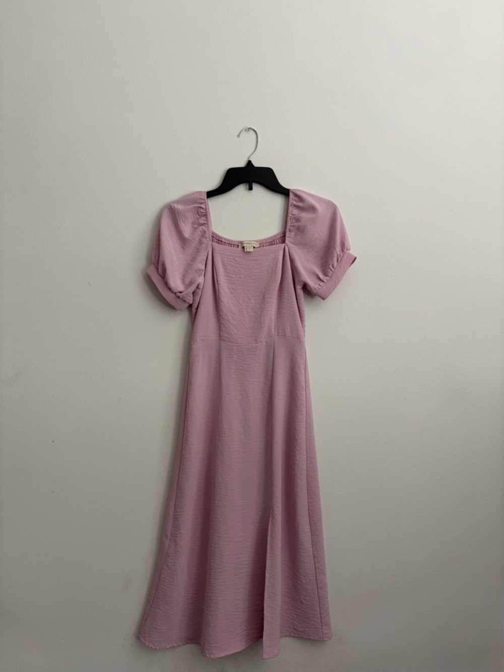 Monteau Lilac Square-Neck Midi Dress with Puff Sleeves